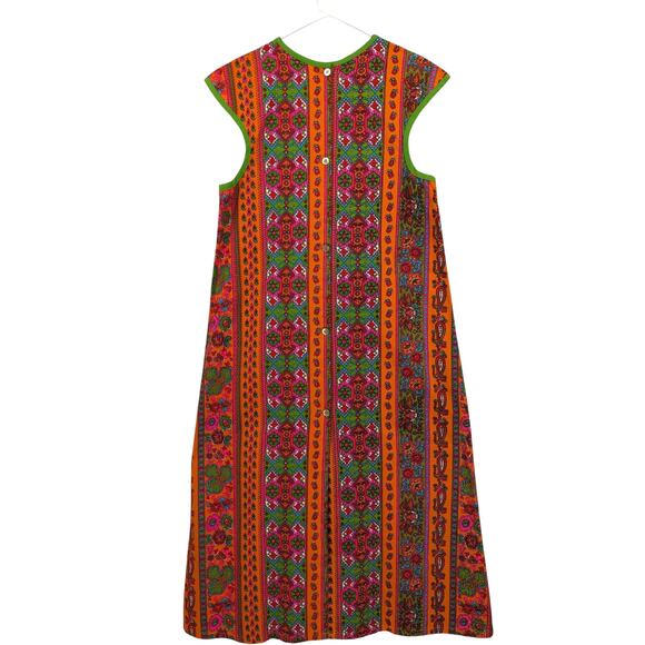 Vintage 1960's 70's Mod DESIGN HOUSE Japan Neon Psychedelic Paisley Apron Dress - Picture 8 of 12